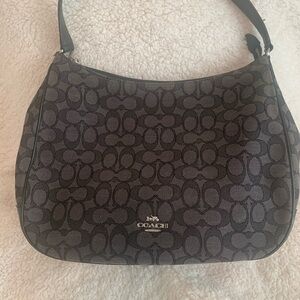 Coach Black and Charcoal Signature Hobo Shoulder Bag